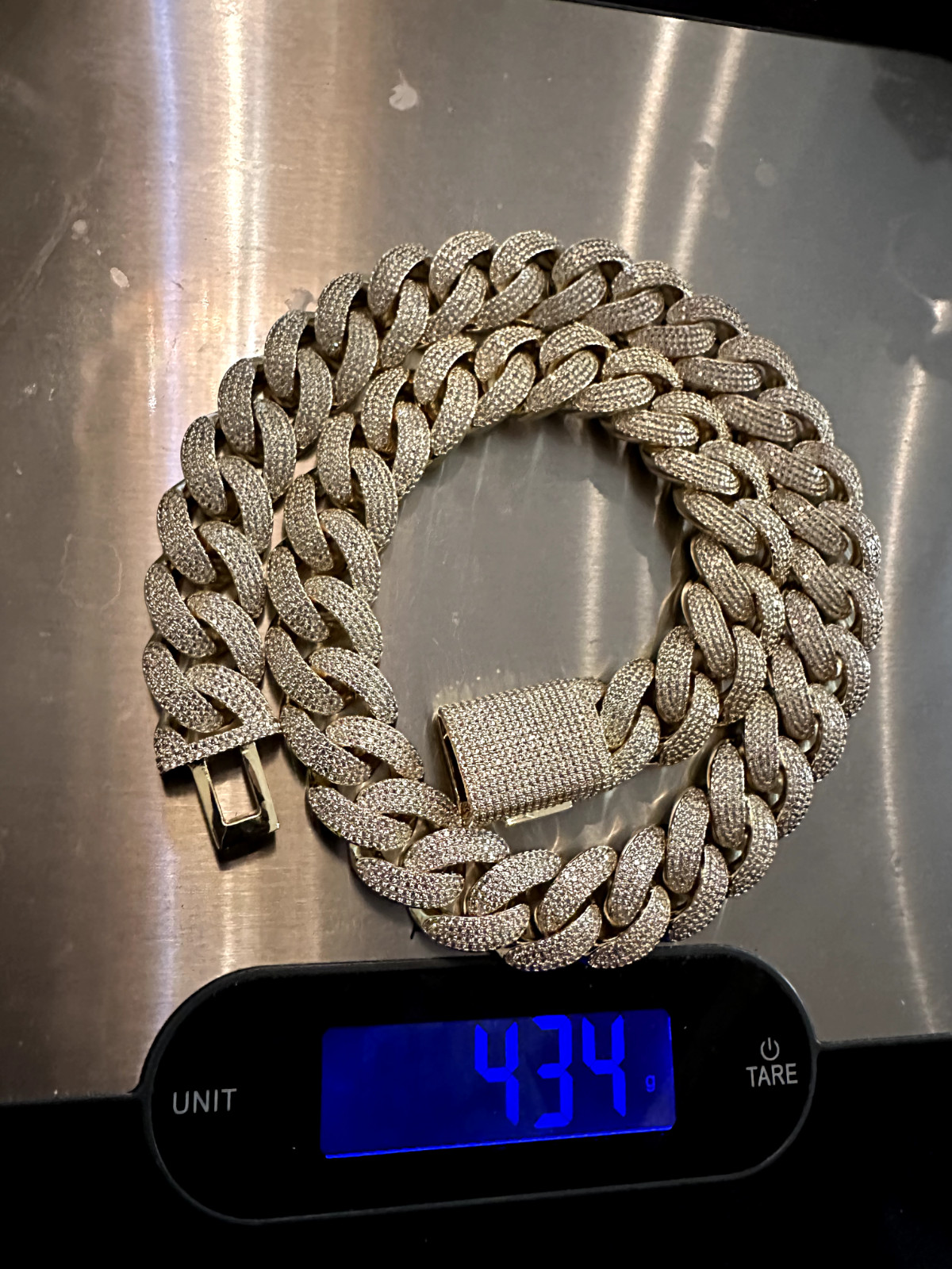 MASSIVE 14k STAMPED 20mm GOLD Cuban Miami Chain 82ctw VVS Lab Sim Diamond 450g+