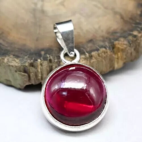 Natural Certified Red Ruby 49 Ct Cabochon Loose Gemstone 925 Silver Pendant