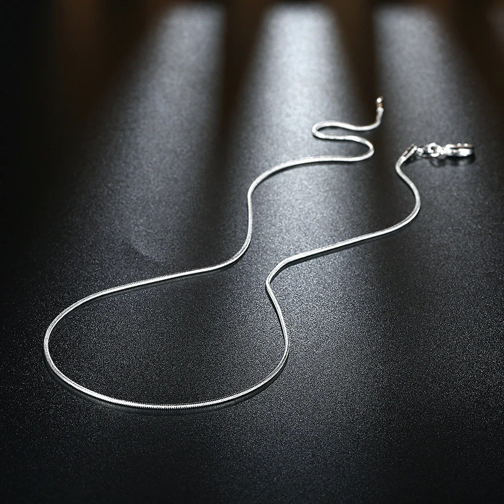 10pcs Lot 40-75cm 925 Sterling Silver 1MM Snake Chain Necklace Women Men Jewelry
