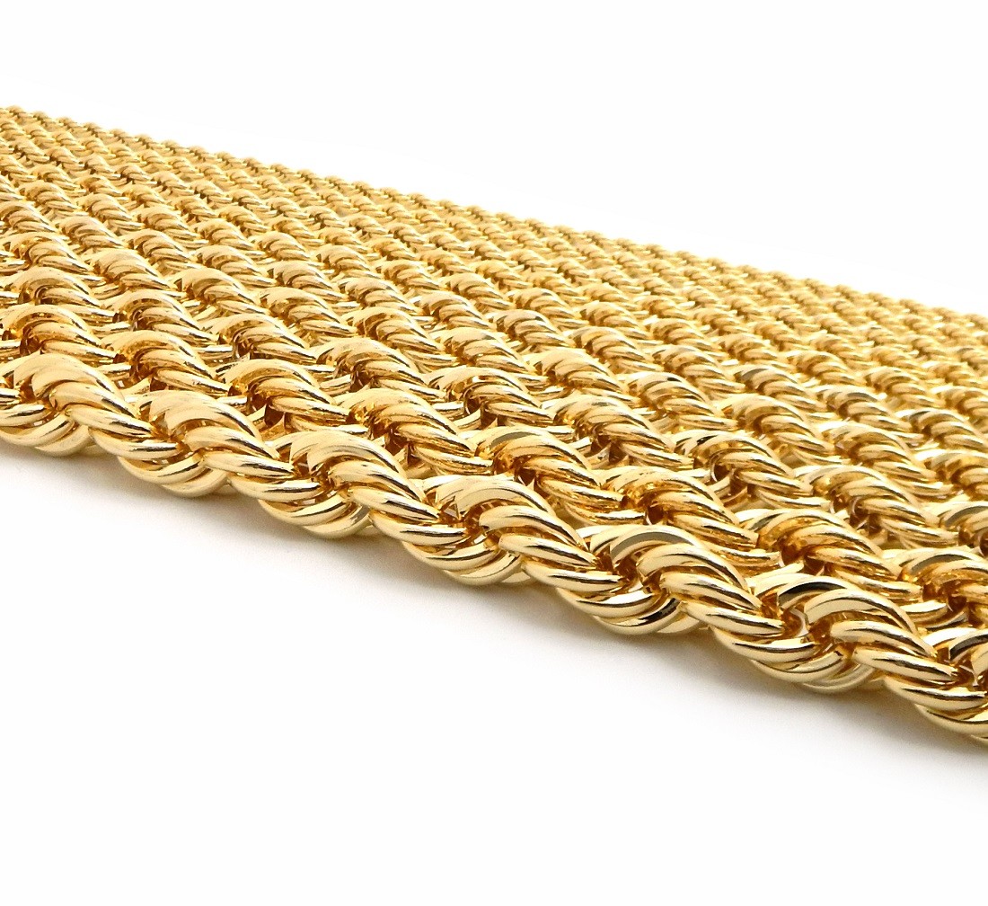 Gold Rope Chain Necklace 2.5mm to 10mm Width 18″ 20″ 22″ 24″ 26″ 30″ 14k Plated