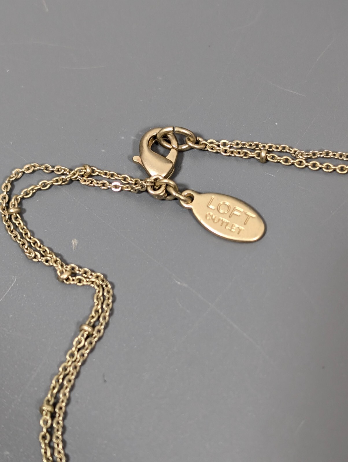 LOFT Yellow White Teardrop Layered Gold Tone Necklace Boho Coastal 15 in