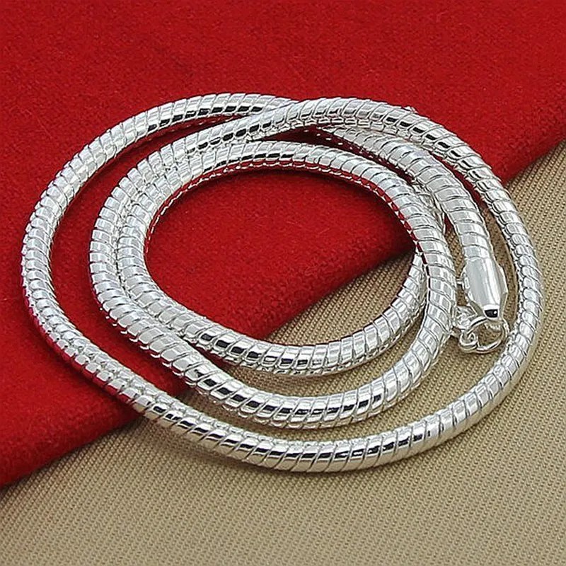 Hot 925 Sterling Silver 3mm Snake Chain Necklace Women Man Party Jewelry