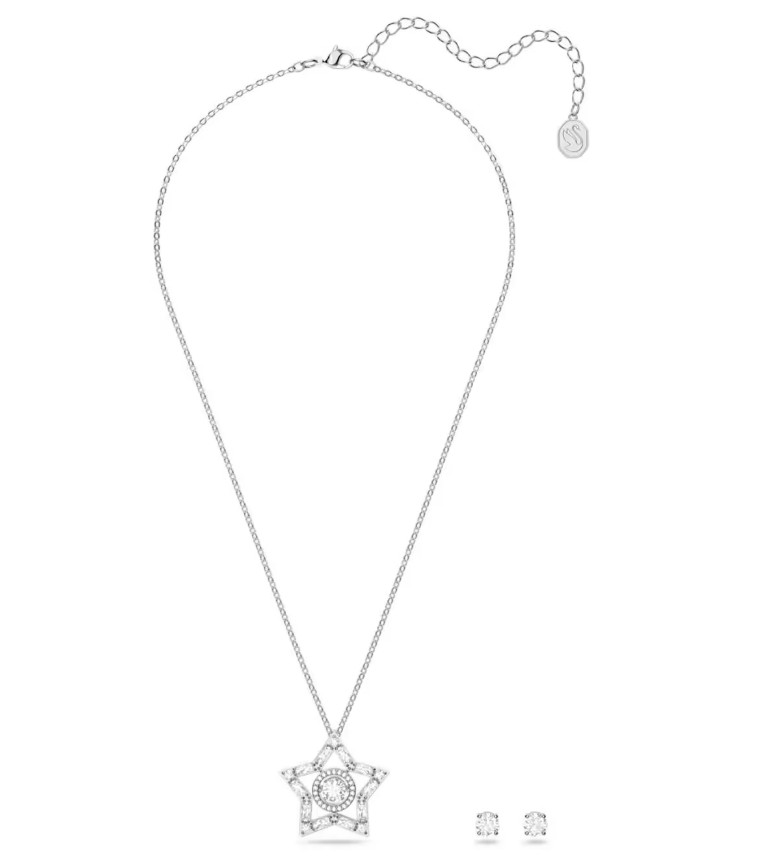 Swarovski – Stella set – Mixed cuts, Star, White, Rhodium plated