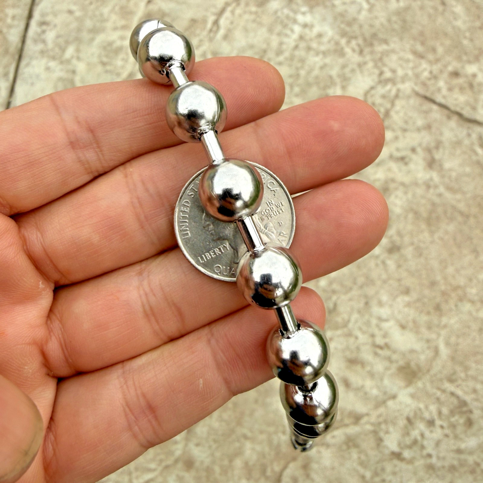 316L Stainless Steel Ball Bead Chain Necklace Hollow Beaded Balls 12MM Thick