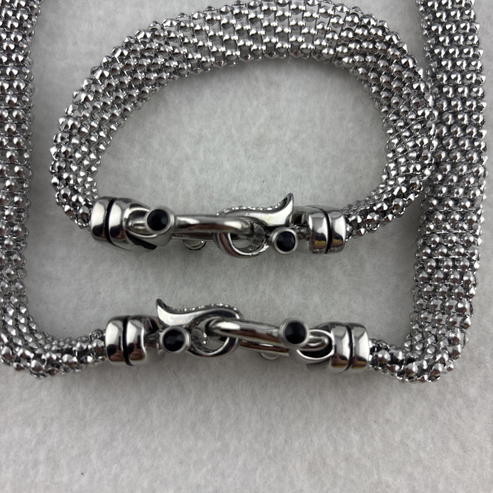 Emma Skye DSMK Stainless Steel Mesh Necklace & Bracelet Set Magnetic Clasp
