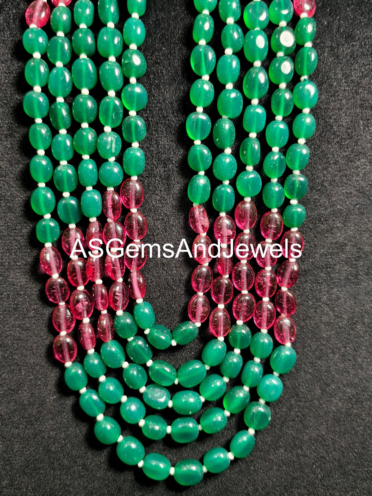Natural Green Red Onyx Gemstone Oval Beads Necklace Size 6-9mm Handmade Necklace