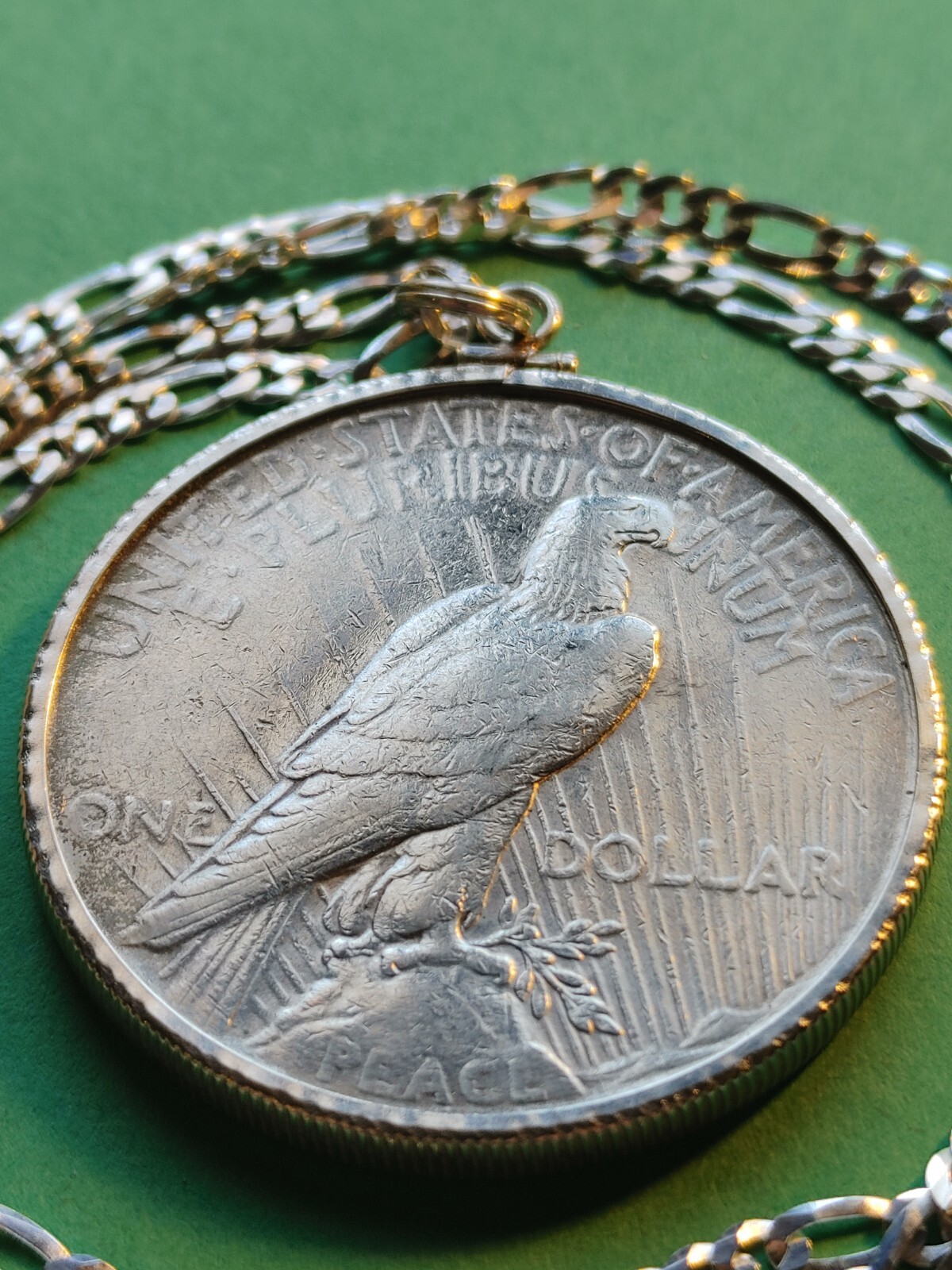 1922 Peace Liberty 900 SILVER DOLLAR Pendant 22″ 925 STERLING Chain & GIFT BOX