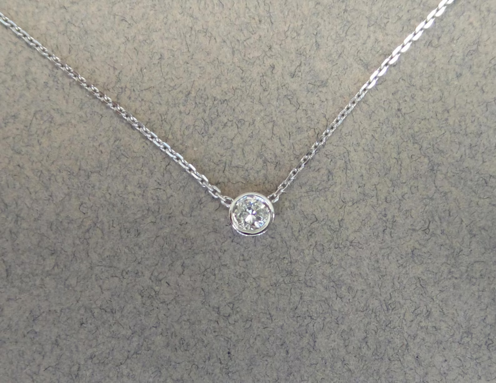 Lab Grown Diamond 0.50 Ct Round EF VS Solitaire Bezel Necklace 14K Yellow Gold