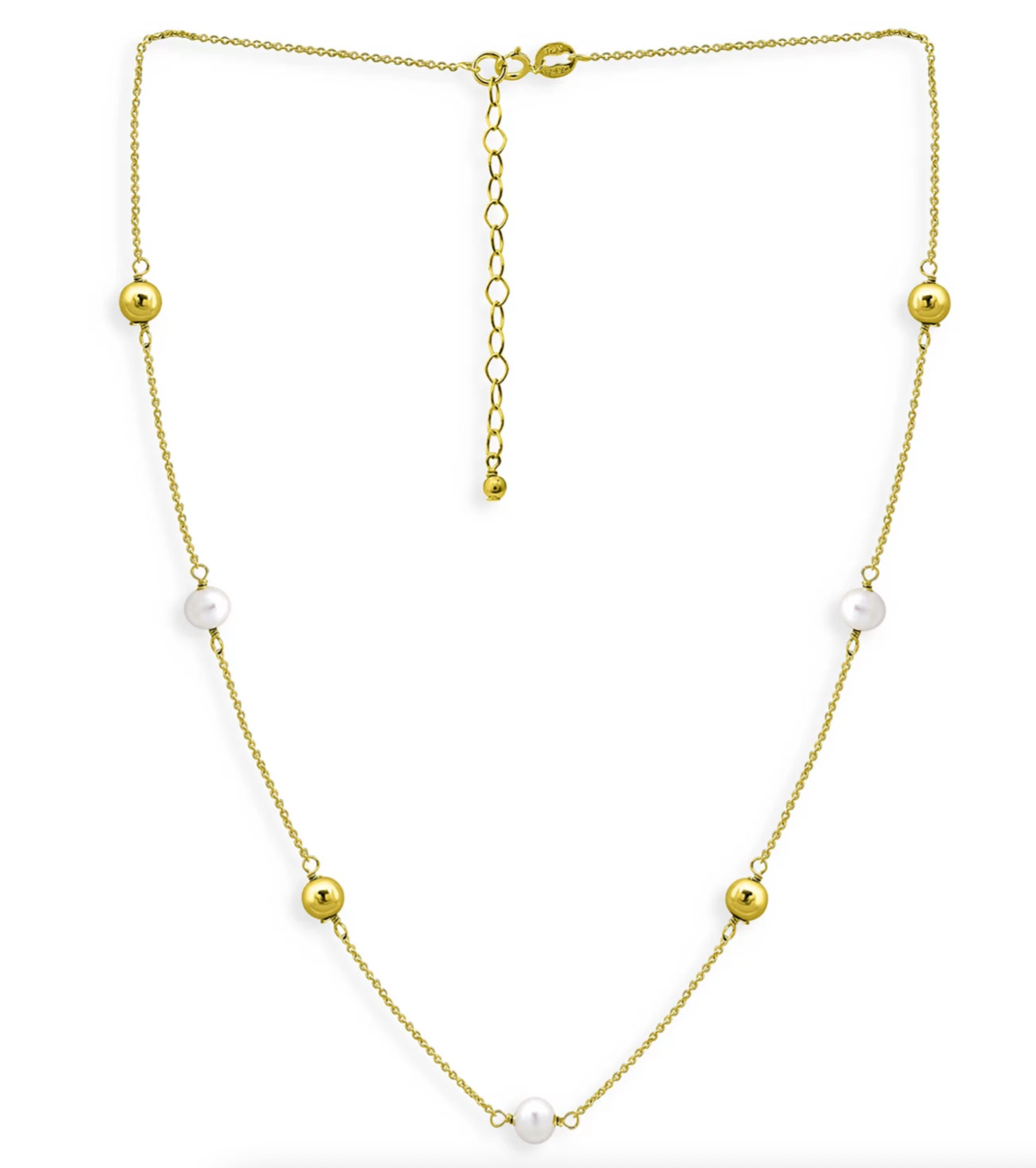 AQUA BEAD CULTURED FRESHWATER PEARL 18K GOLD PLATED SILVER NECKLACE 16″ NEW NWT