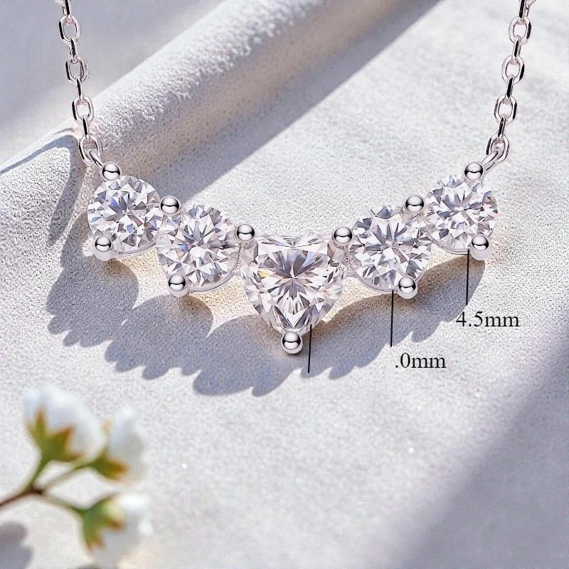 Star Heart Moissanite 925 Silver Necklace D Color VVS1 for Luxury Jewelry Gift