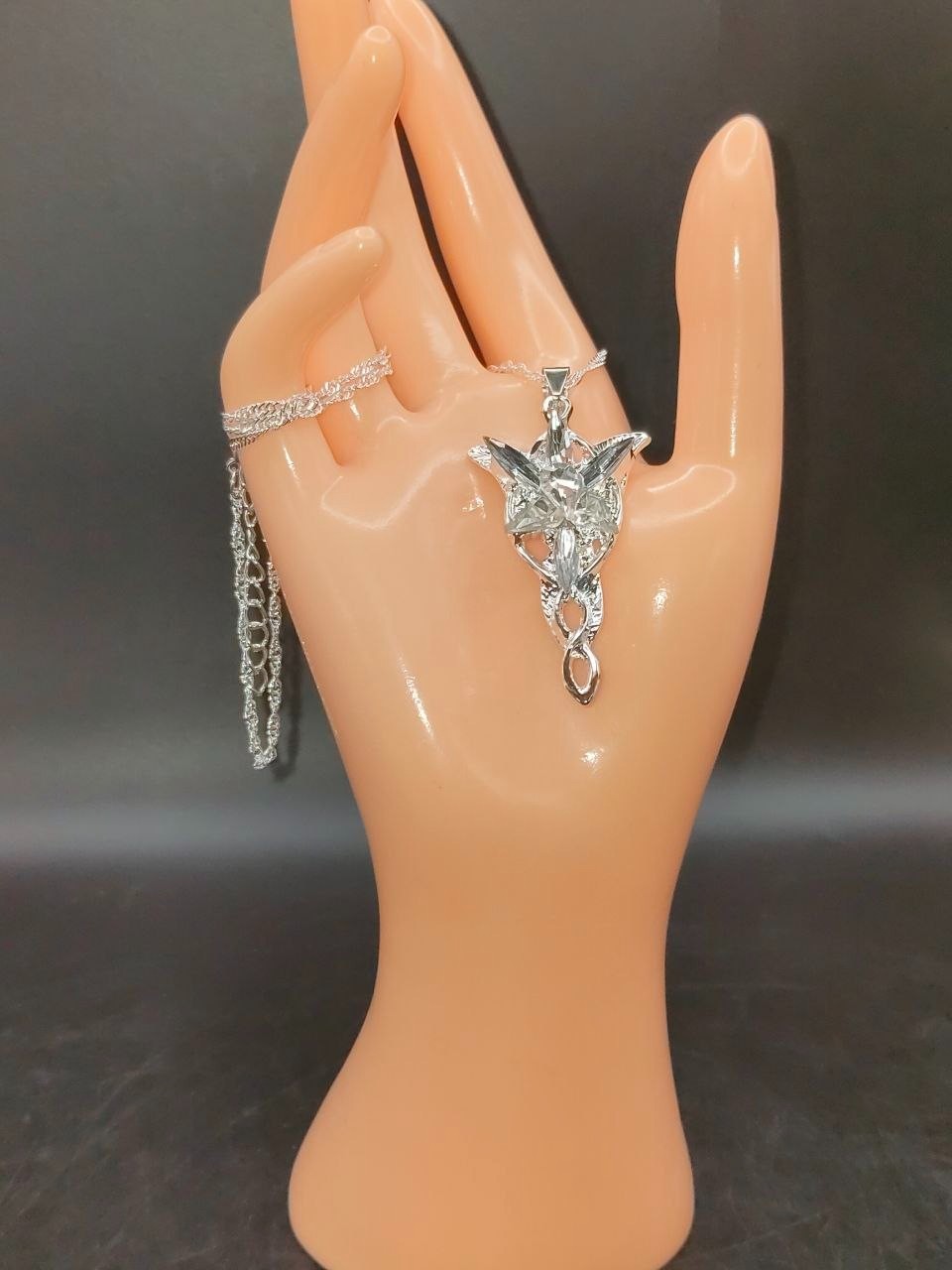 LOTR Arwen Evenstar Pendant Necklace Silver Fantasy Elven Style