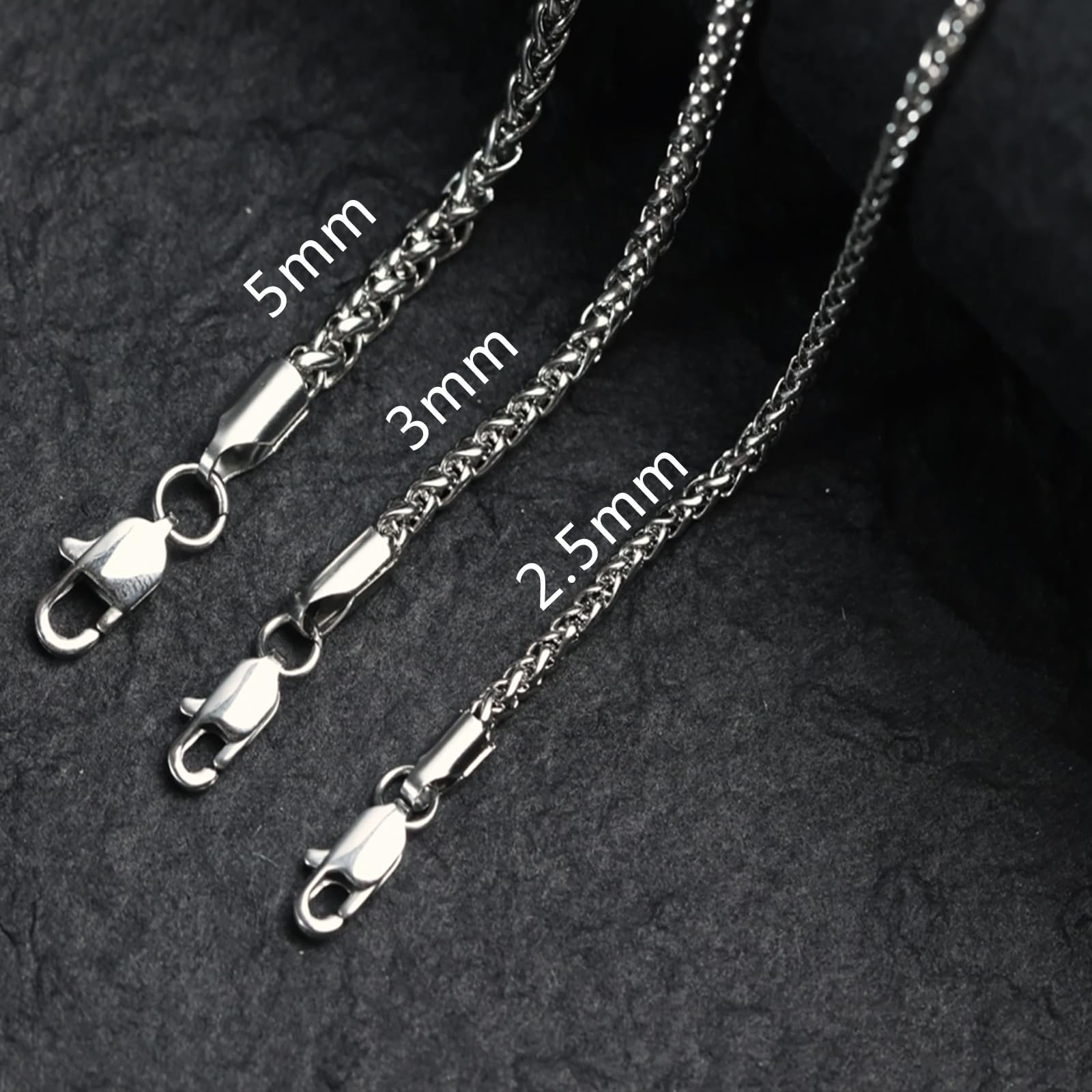 Silver Tone Stainless Steel Wheat Chain Necklace for Men and Women, Simple Je…