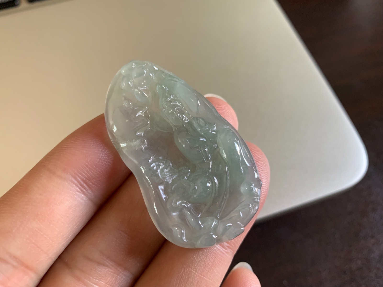 Burmese Natural Ice Jade Jadeite Guan yin Statue Scenery Pendant Jewelry