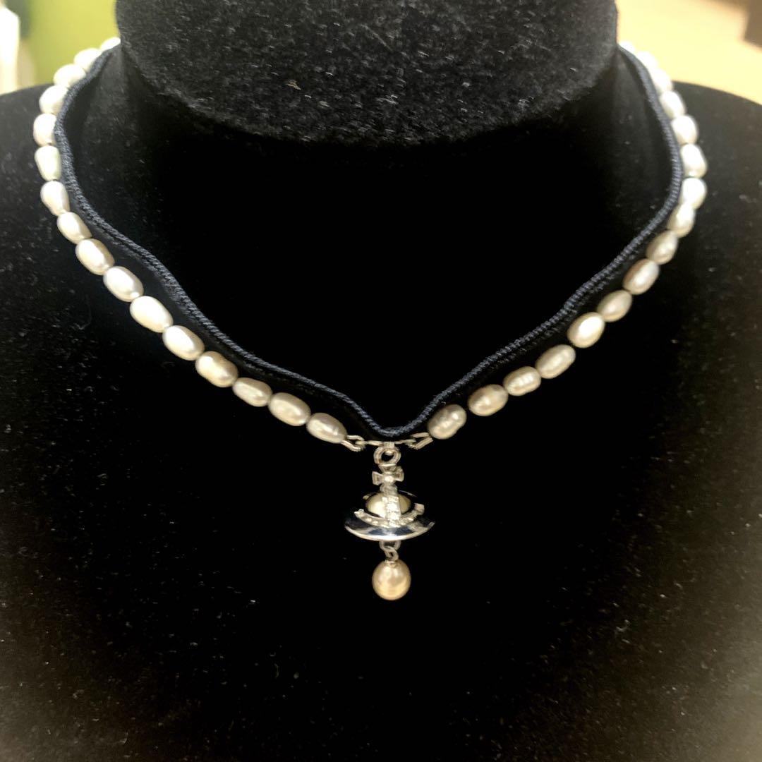 Vivienne Westwood Necklace ALEKSA Orb Logo Pearl Choker IN BOX [EJ366