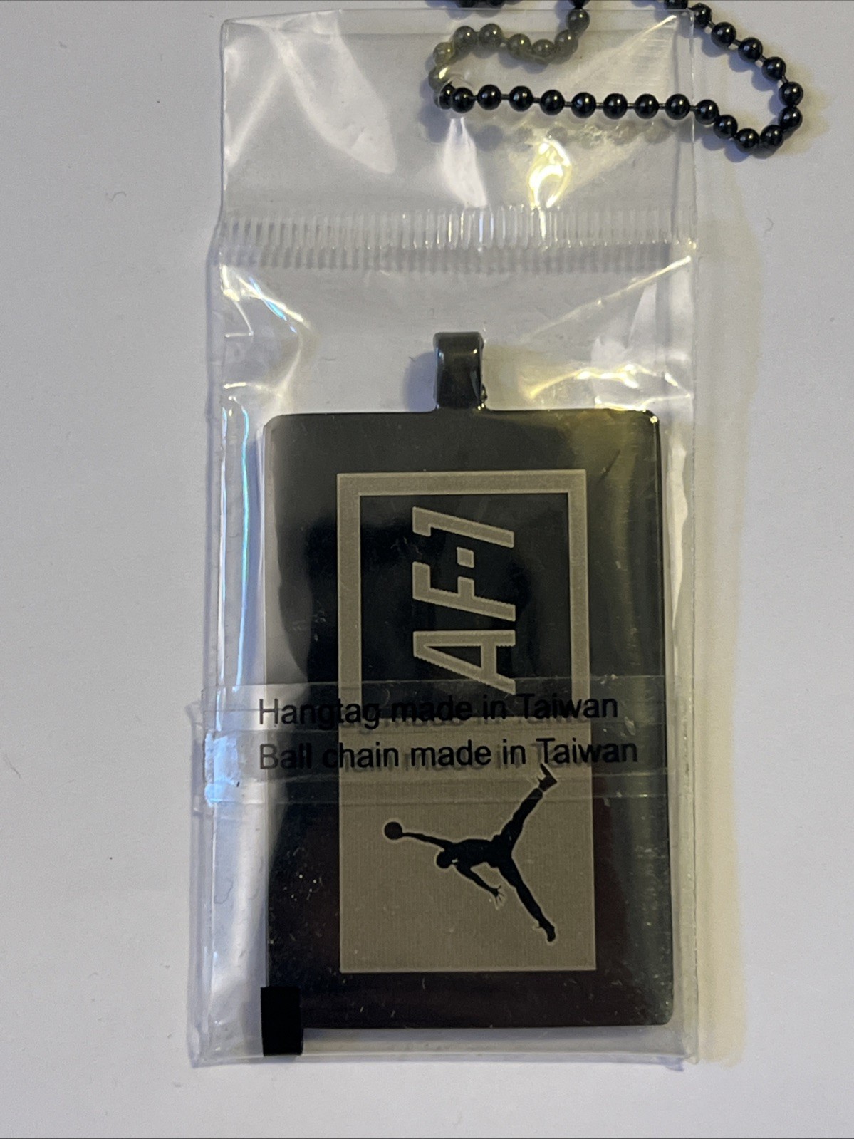 AF-1 Michael Jordan Nike Pendant, Dog Tag, Keychain Metal & Black Jump Man Logo