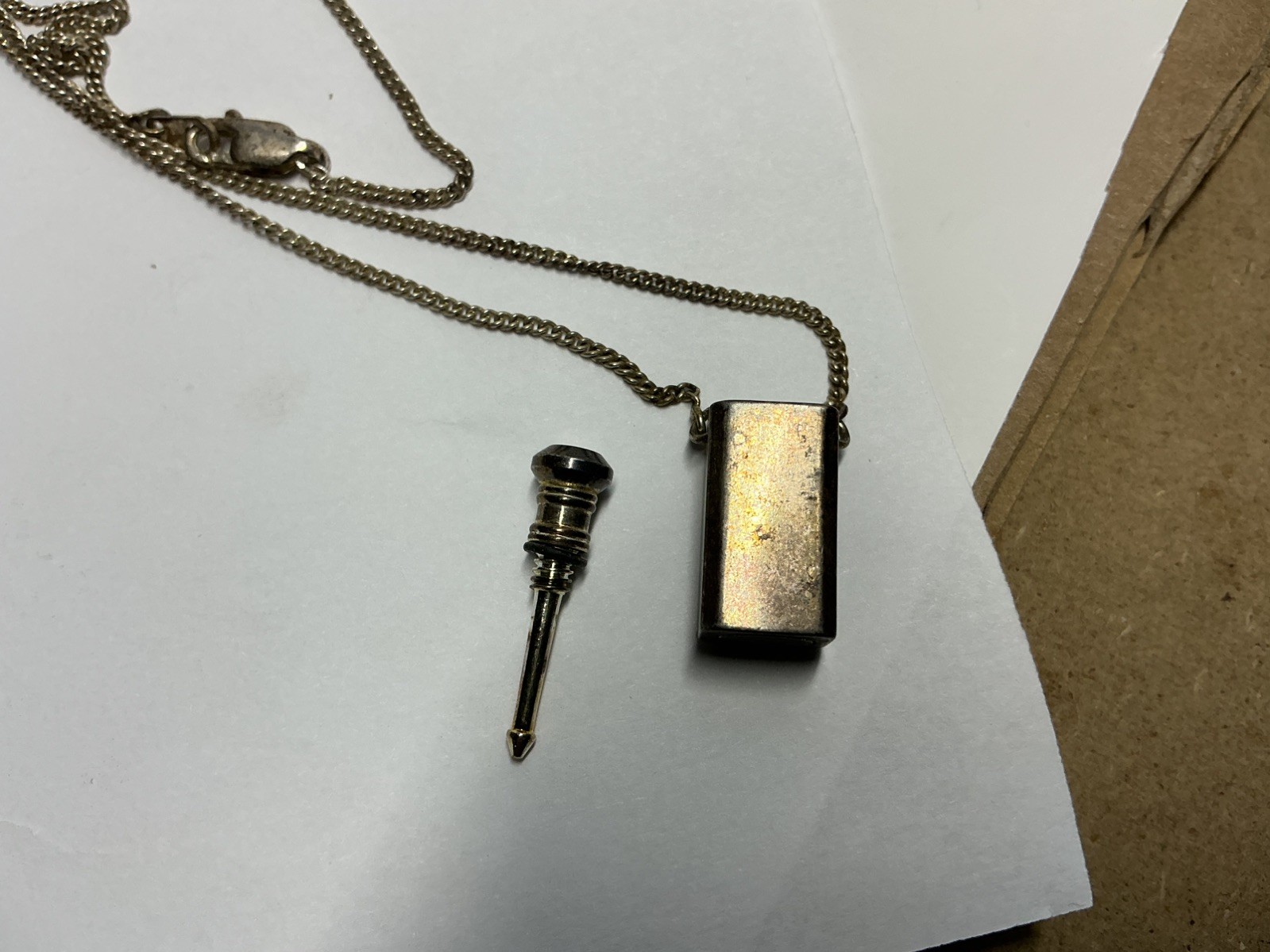 Vintage Mini Perfume Bottle Pendant with Dauber