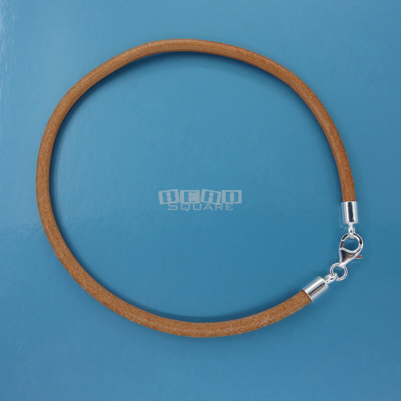 Sterling Silver 3mm Round Genuine Leather Cord Necklace / Bracelet Lobster Clasp