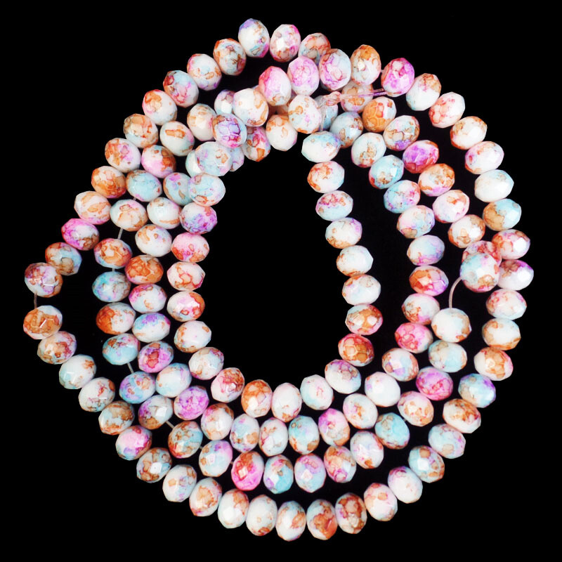 Faceted Rainbow Titanium Crystal Rondelle Pendant Loose Beads 30″SK64078