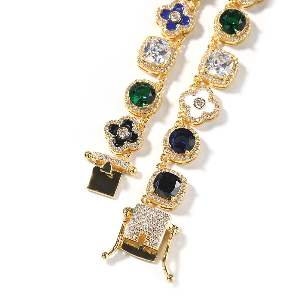 10mm Hip Hop Colorful Oil Drop Cross Tennis Chain Necklace Zircon Choker Jewelry