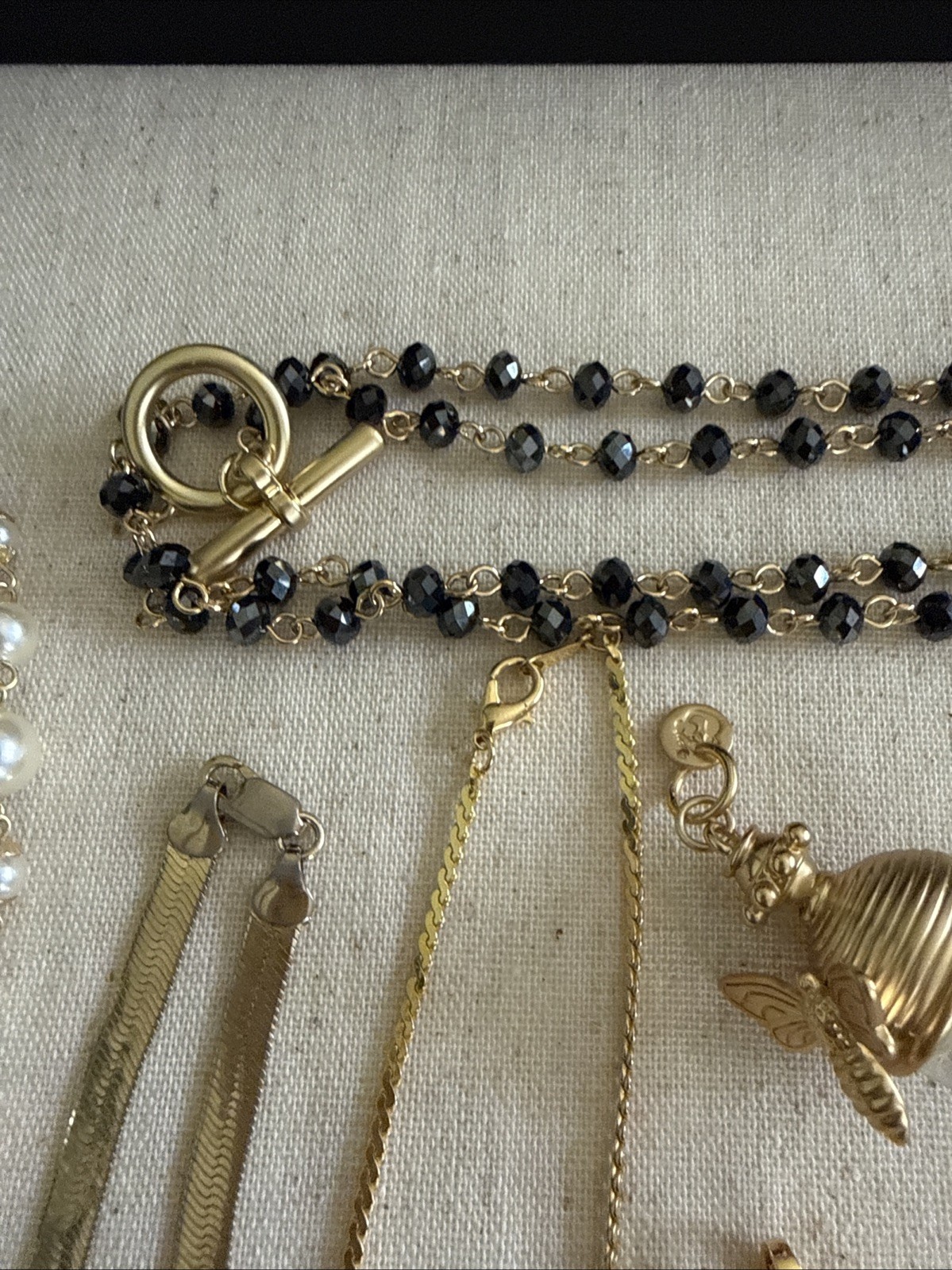 Jewelry Lot Gold Tone Sparkle Faux Pearl Gold Tone Chain Fashion Necklace Mixed