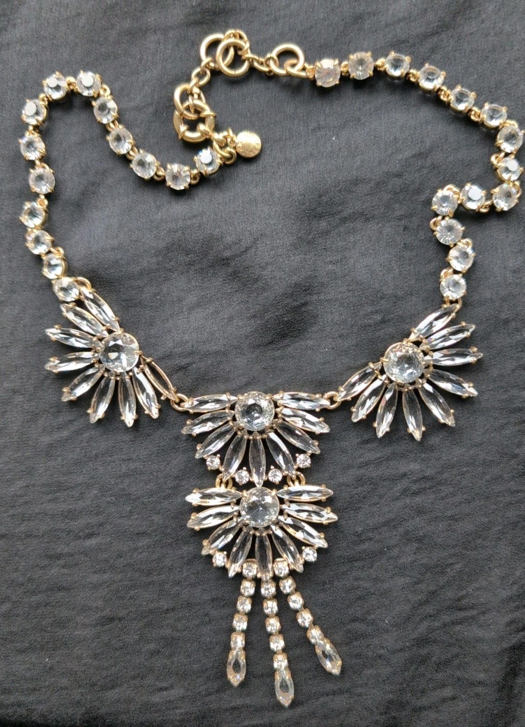 J CREW GEM FAN CLEAR CRYSTAL STATEMENT NECKLACE