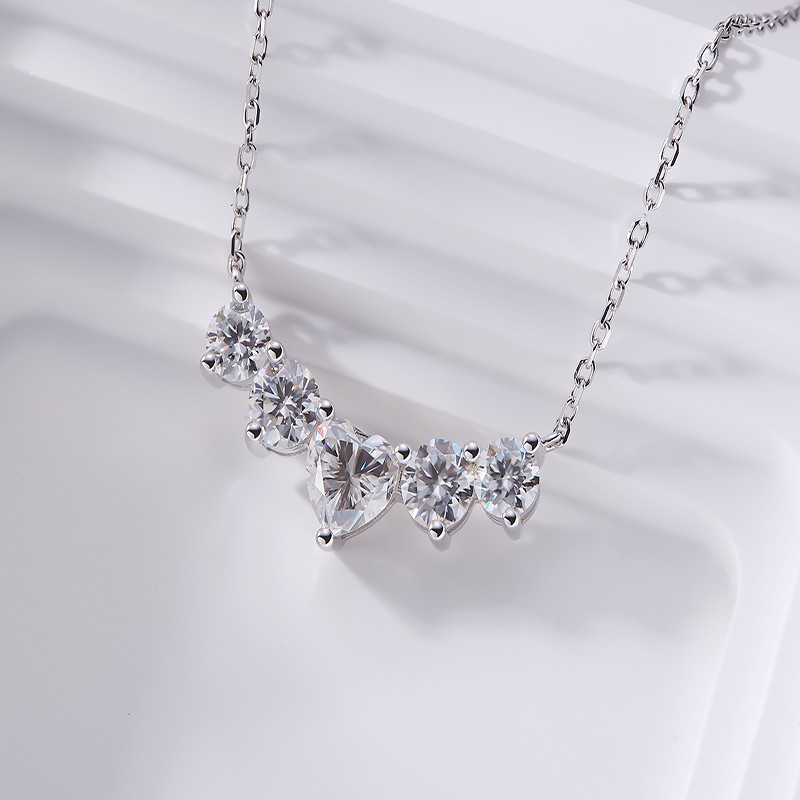 Star Heart Moissanite 925 Silver Necklace D Color VVS1 for Luxury Jewelry Gift