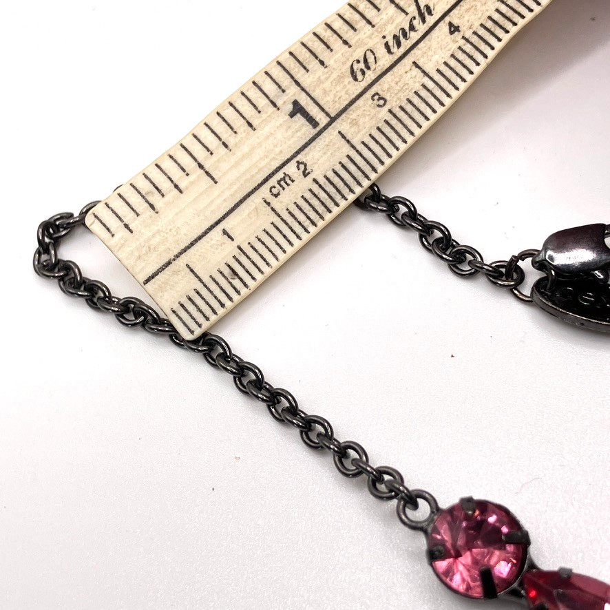 Pink Y Drop necklace black tone metal 46cm adjustable Next costume jewellery