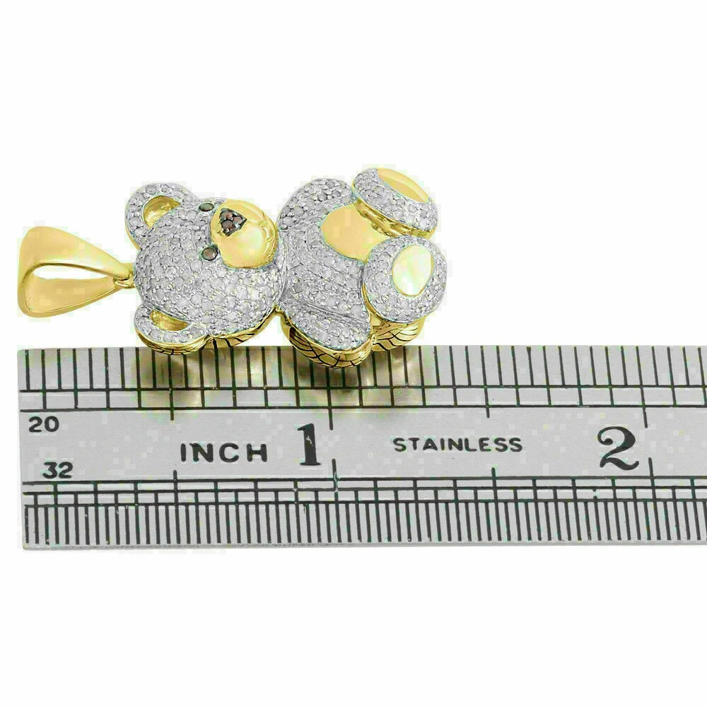 2.00Ct Round Cut Moissanite Teddy Bear Charm Pendant In 14k Yellow Gold Plated