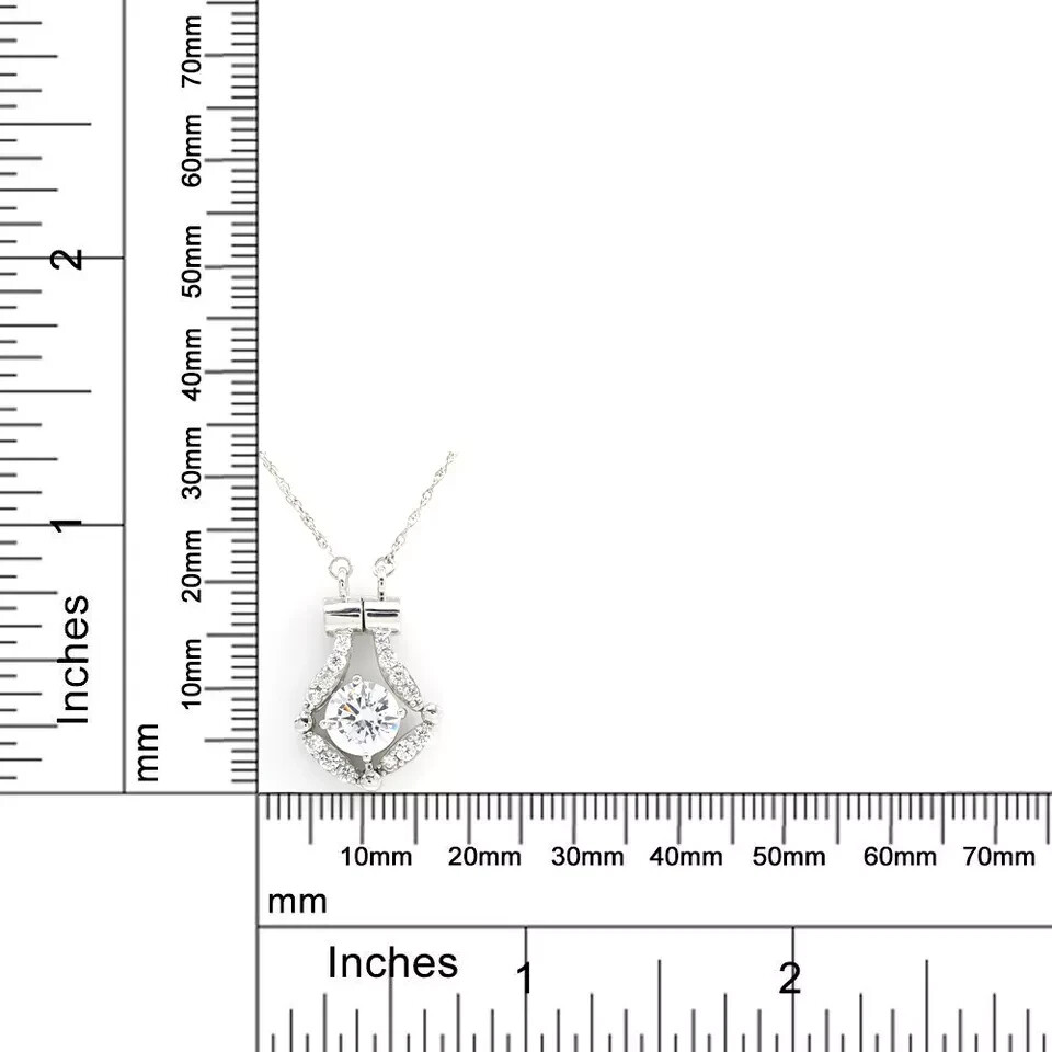 Convertible Pendant 18″ Necklace Simulated Diamond 14K White Gold Plated Silver