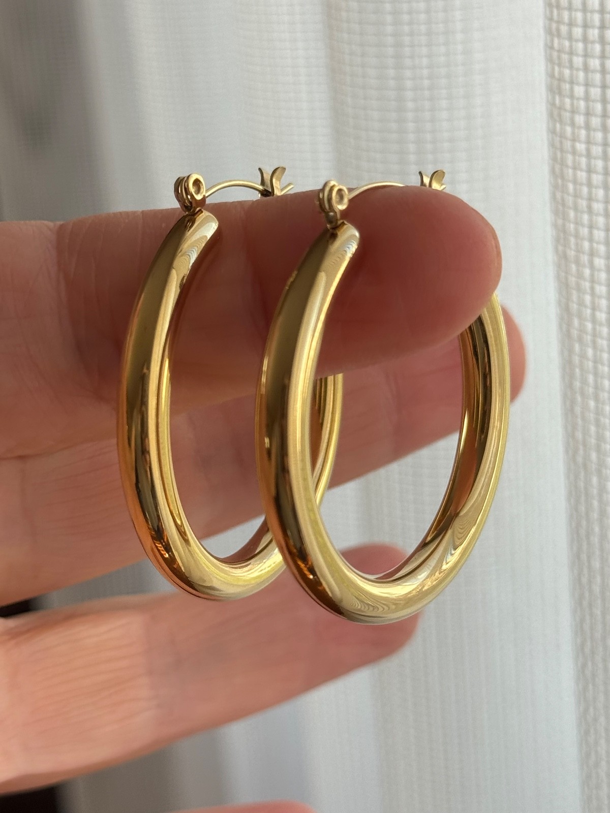 316 L Stainless Steel Gold Plated Lightweight Hoop Earrings ( 40mm x 40mm )