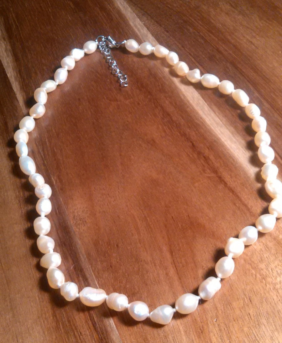 Genuine Peach Freshwater Pearl Stainless Steel Necklace (18 Inch)