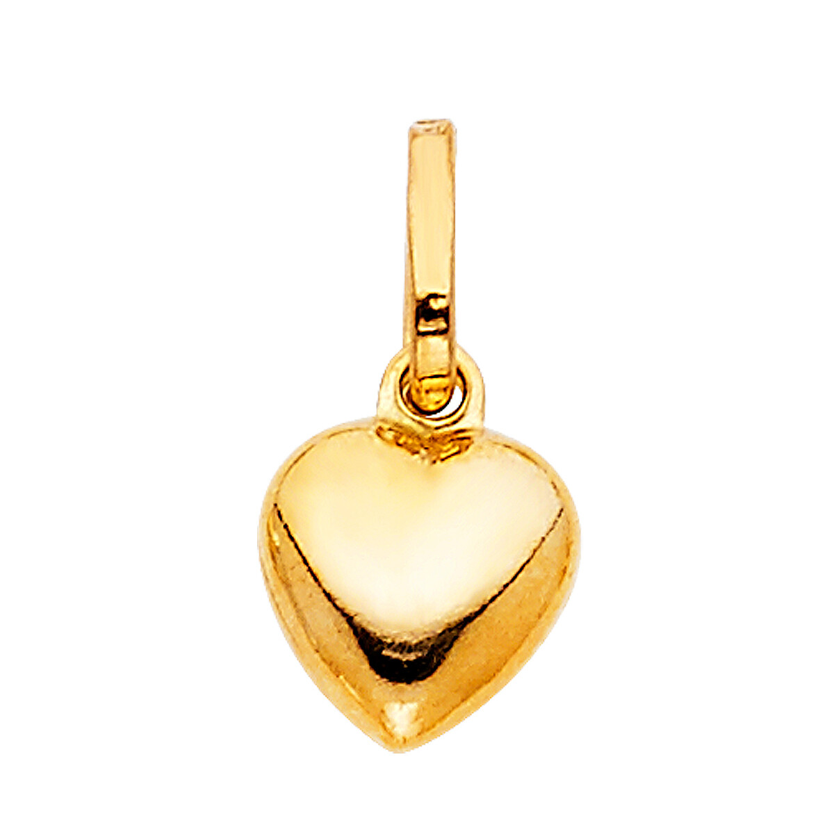 14k Yellow Gold Heart Pendant with 0.8 mm Square Wheat Chain 16″ 18″ 20″ 22″ 24″
