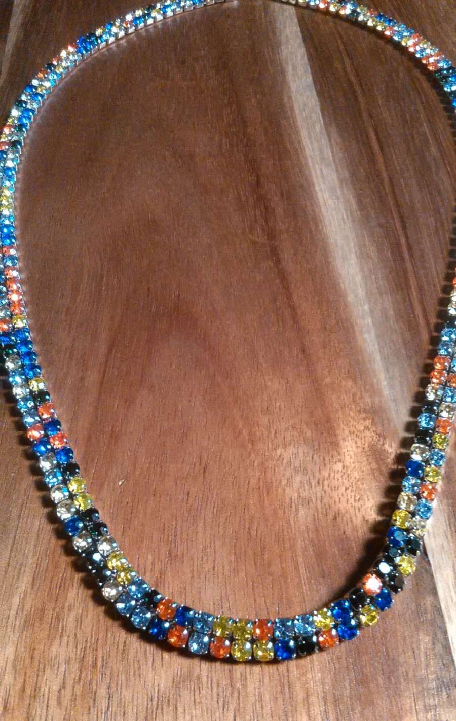Multi-Color Austrian Crystal Stainless Steel Necklace (18 to 20 Inch)