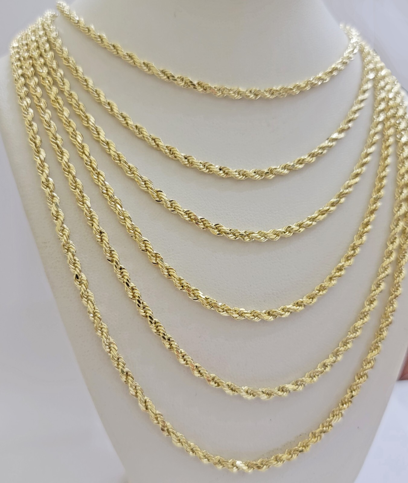 Real 14k Yellow Gold Rope chain necklace 2.5mm 3mm 4mm 5mm 18-26 Inch Men women.