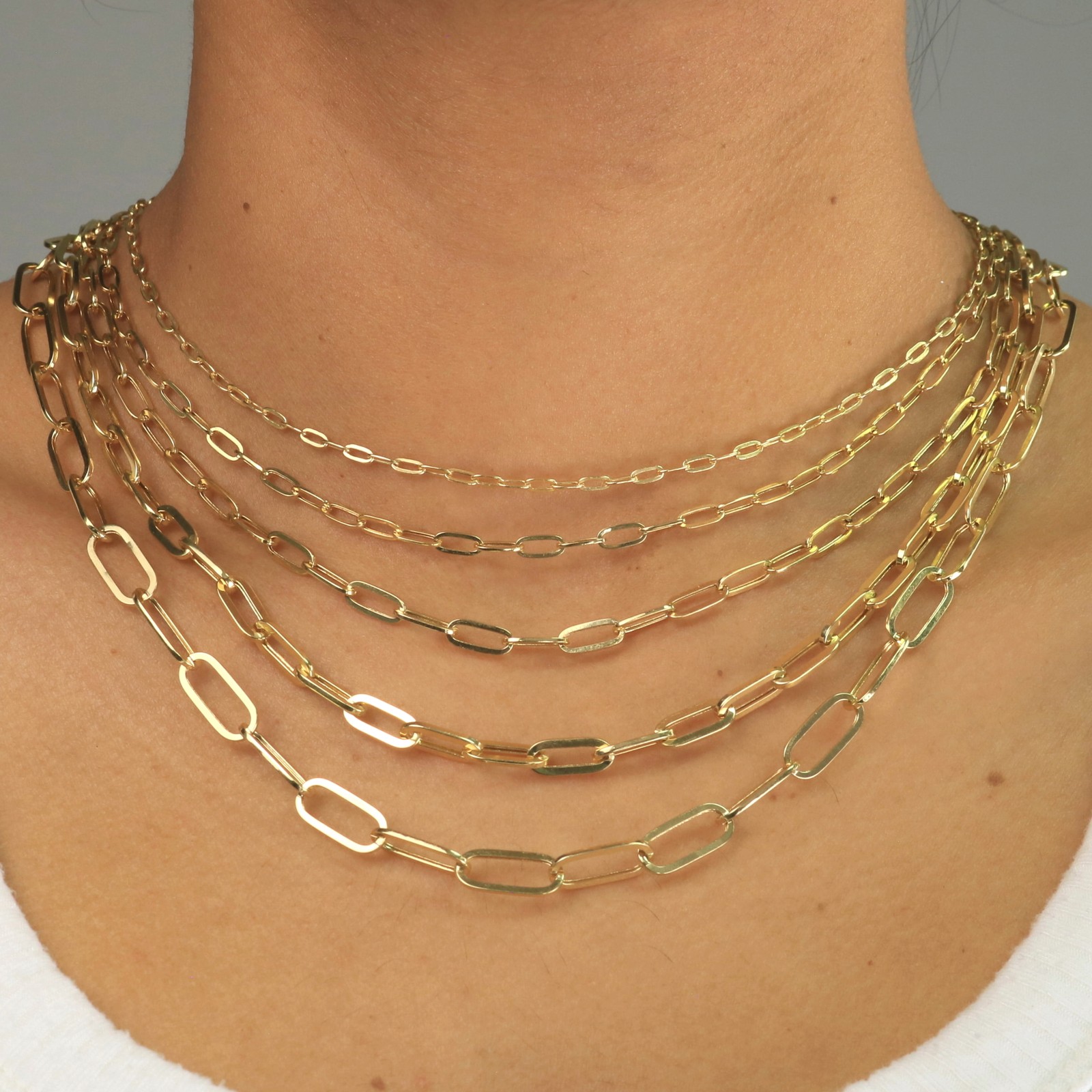 10k Yellow Gold Paperclip 2mm-7mm Chain Cable Rolo Necklace Mens Womens 16″-24″