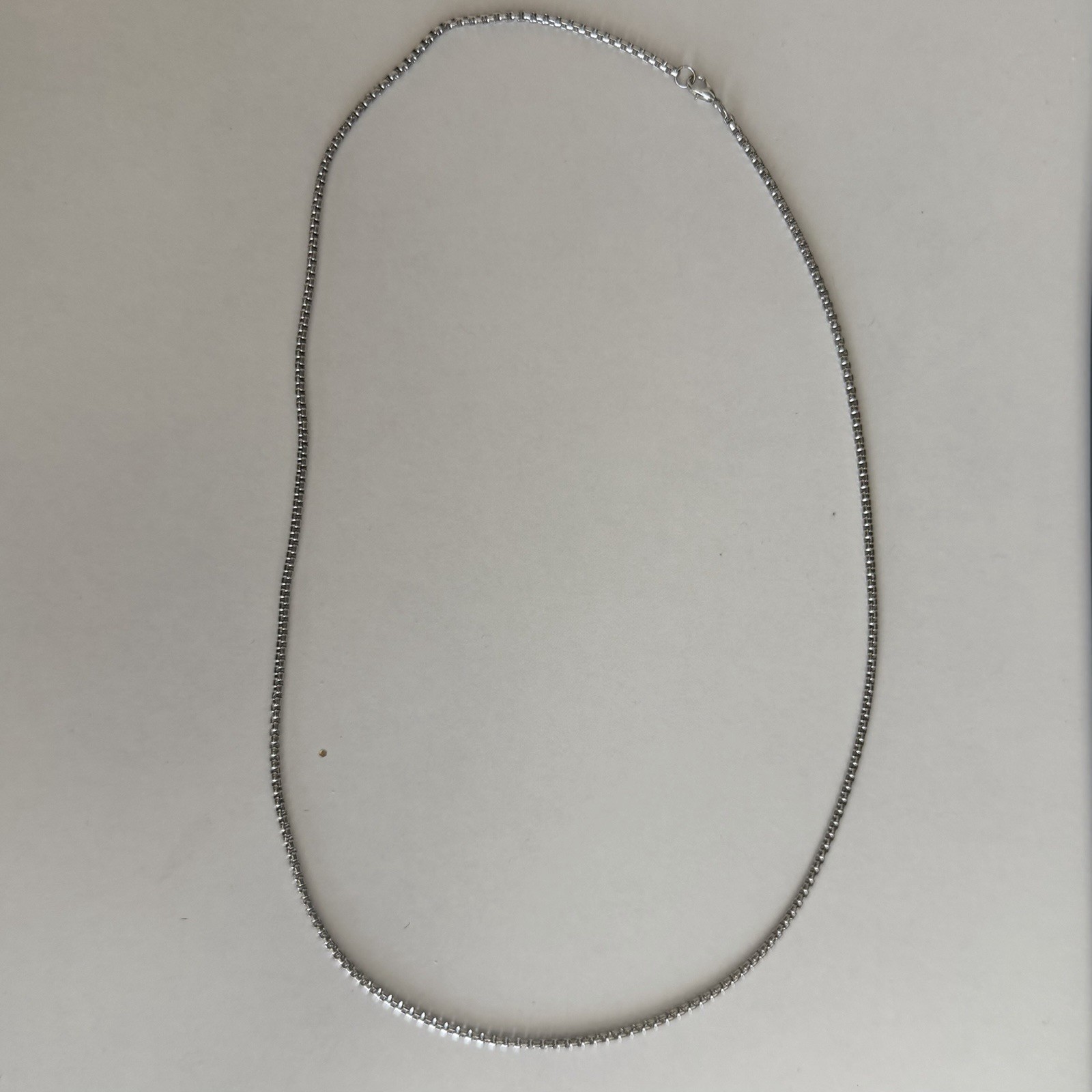 Silver Tone Box Chain Necklace – Stainless Steel Geometric Link Venetian Chain