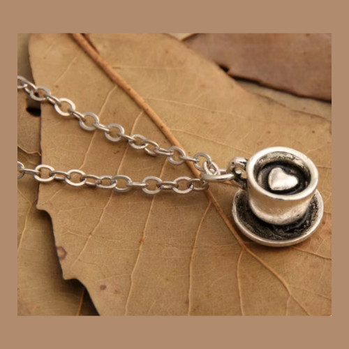 3D Cup Coffee Necklace Latte Heart Cappuccino Lover Espresso Barista Gift Charm