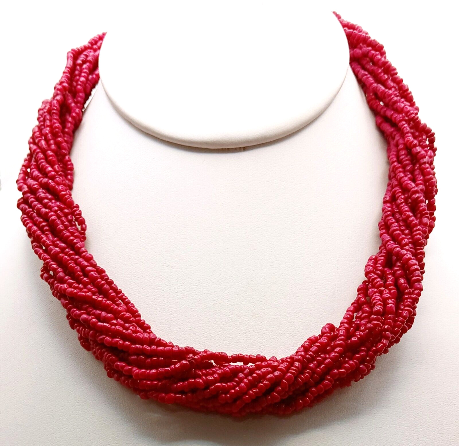 Retro Red Seed Bead 17 in. Fashion Choker Necklace #831