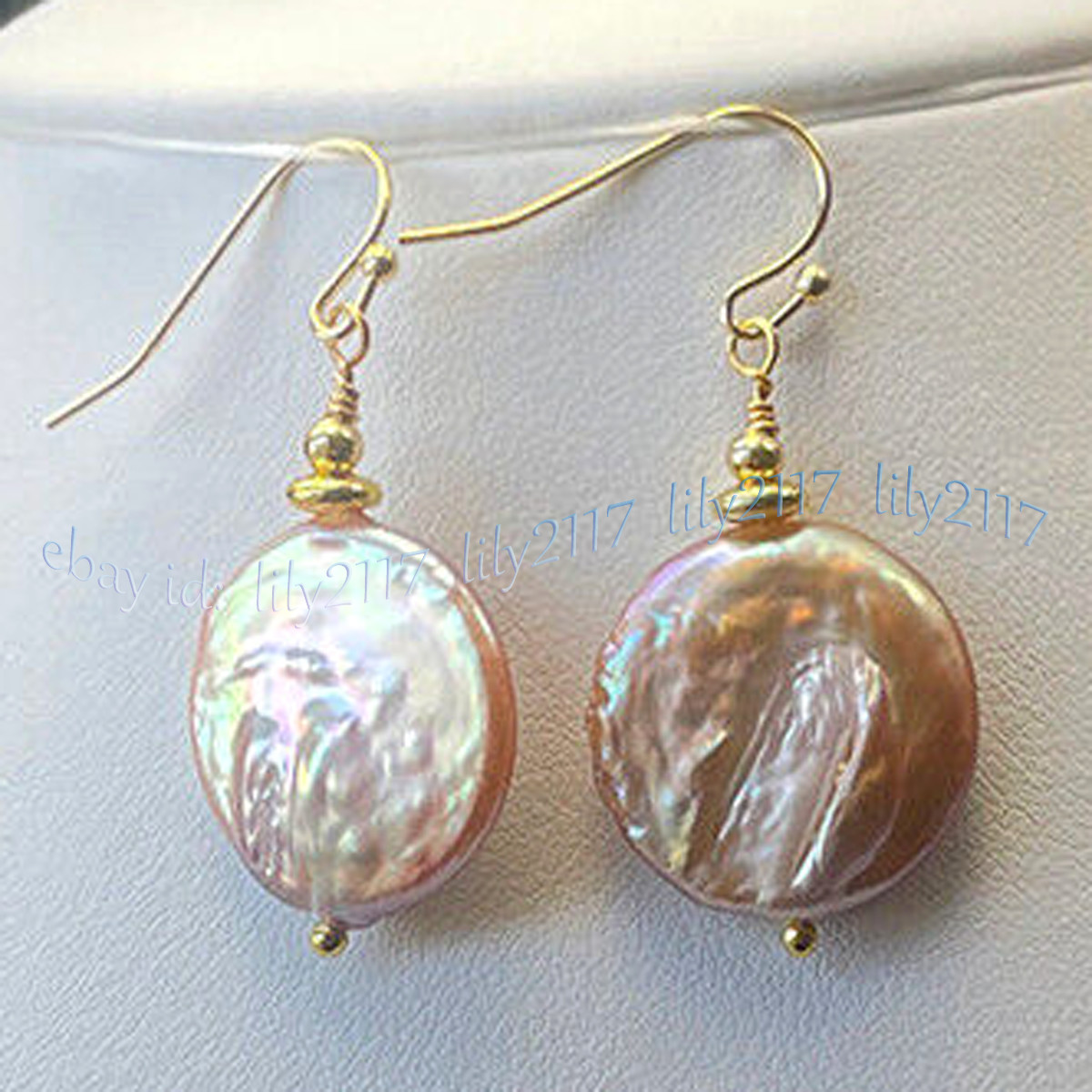 Huge 18-20mm Natural Multicolor Freshwater Flat Coin Pearl Necklace Earrings Set