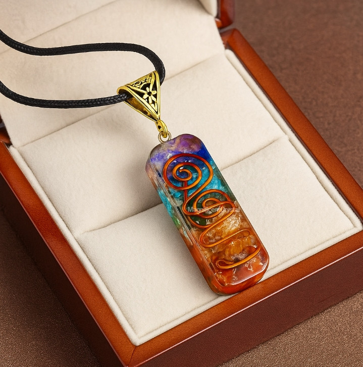 Orgonite Amulet Pendant Orgonite Resin 7 Chakra Necklace Rainbow Crystal Jewelry
