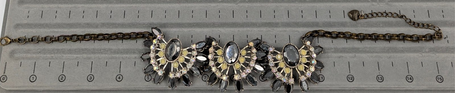Betsey Johnson Whiteout Collection Necklace Black Clear Grey Art Deco Inspired