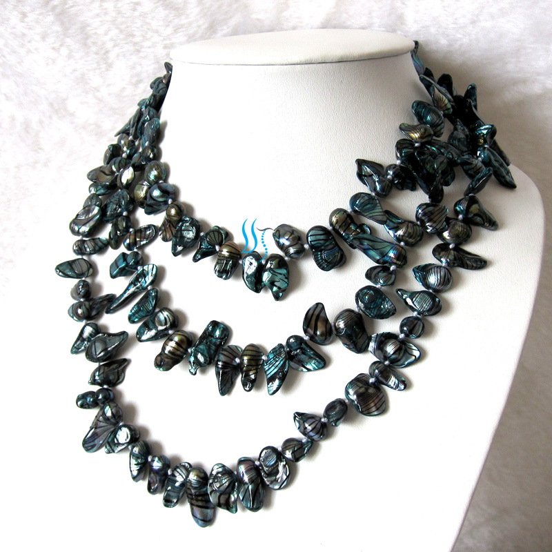 54″ 6-7mm teal Baroque Freshwater Mother Of Pearl Necklace Strand Jewelry