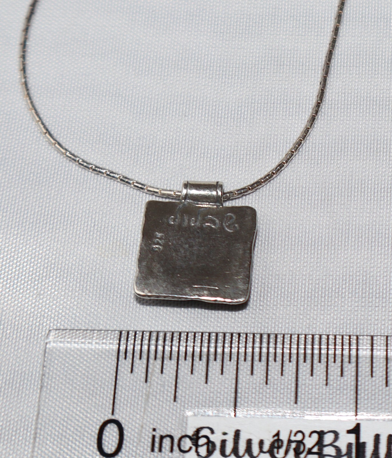 Didae Israel Sterling Silver Blue Opal Square Pendant Necklace