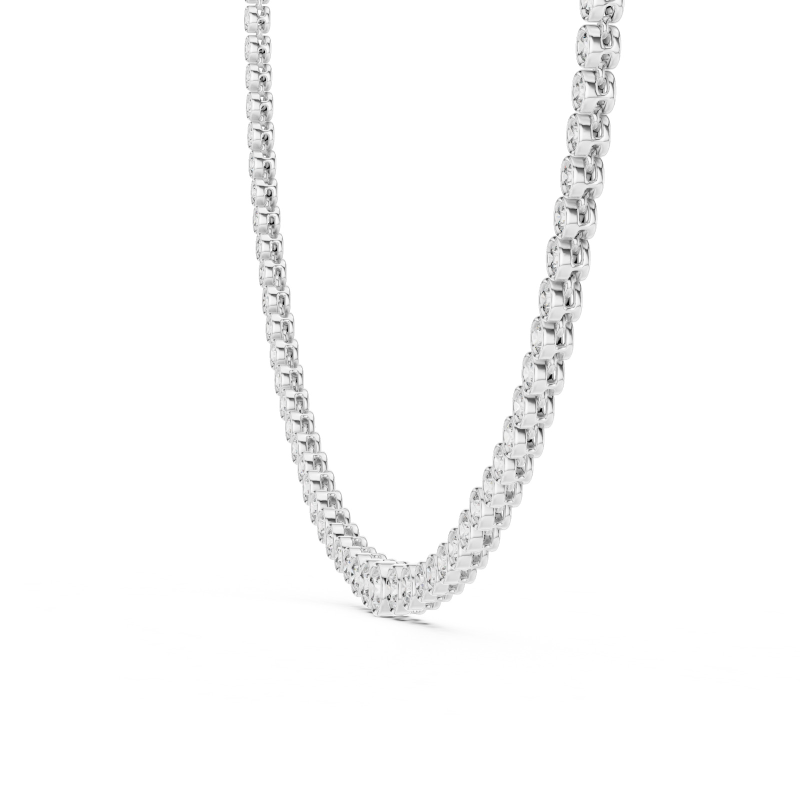 925 Silver Lab Grown Diamond Bezel Tennis Necklace Wedding Promise Gift For Her