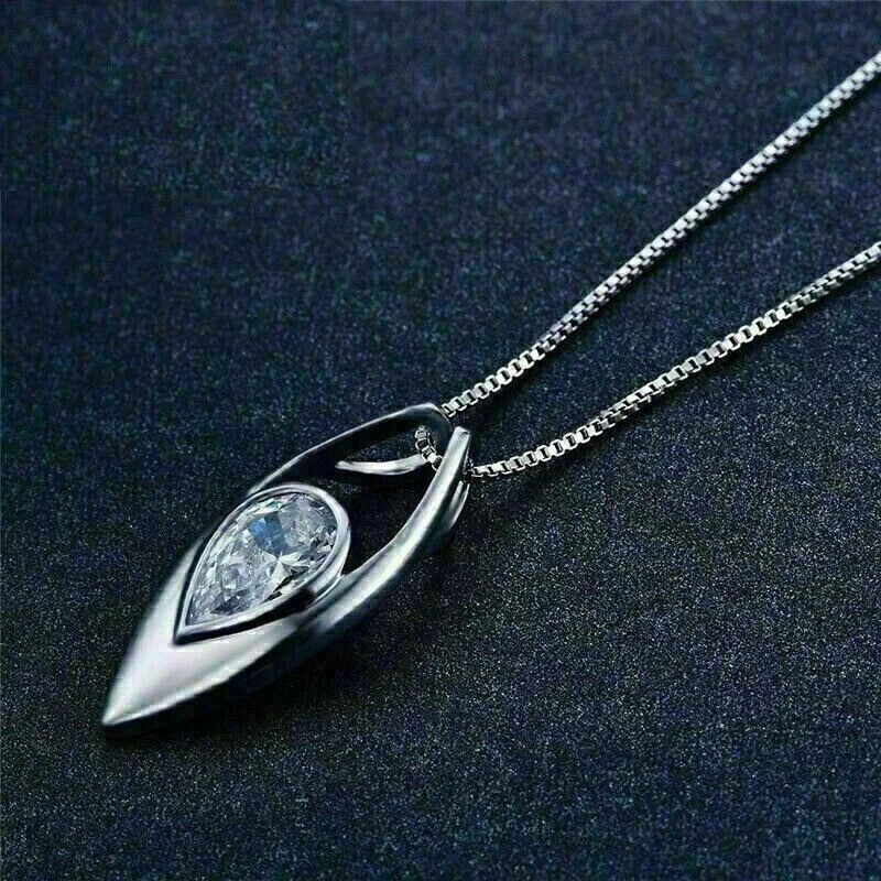 2.00 Ct Pear Cut Diamond VVS1/D Women’s Pendant With Chain 14K White Gold Finish