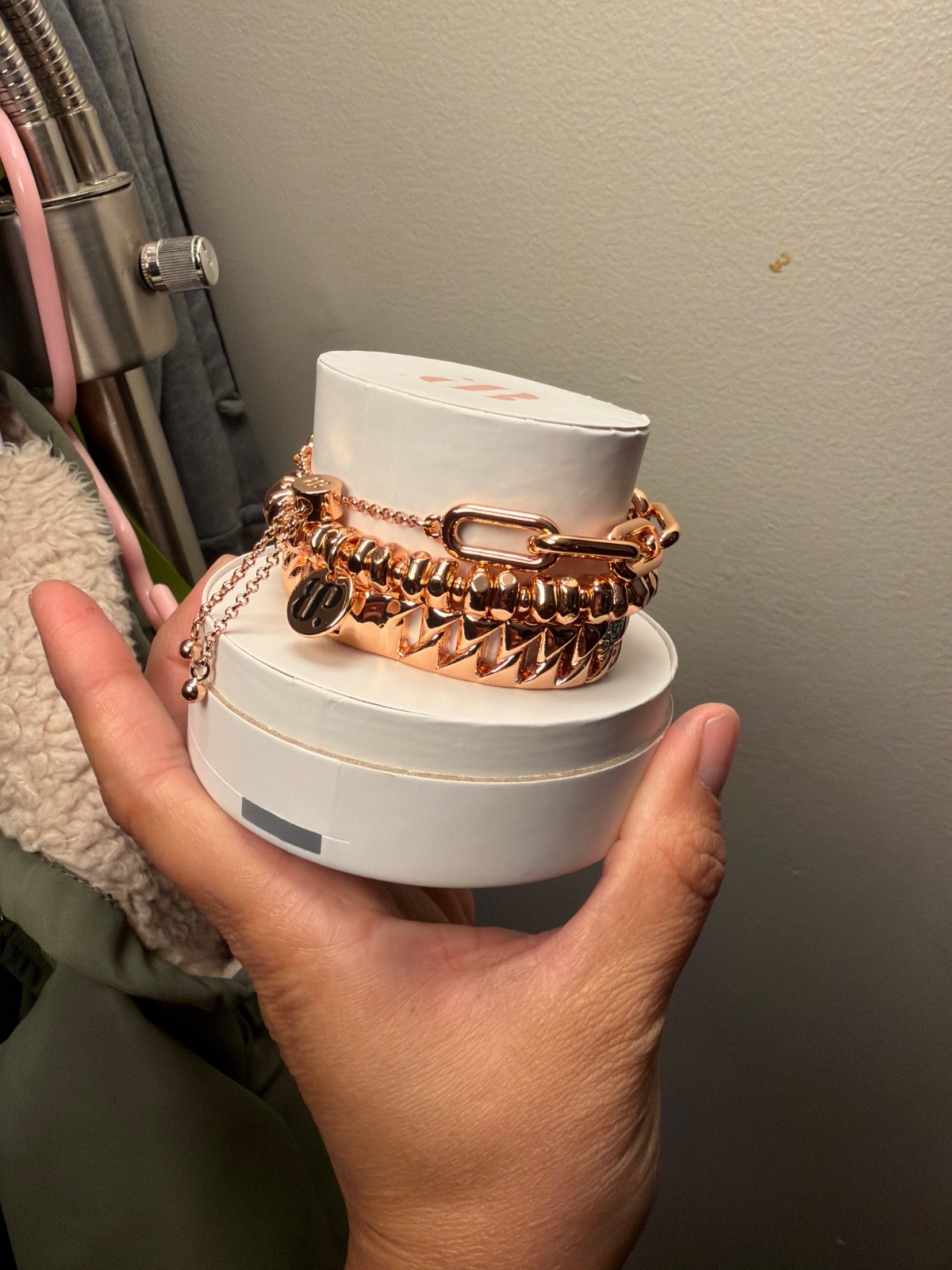The sweetheart lock Lab created stones Rose gold plating removable charms