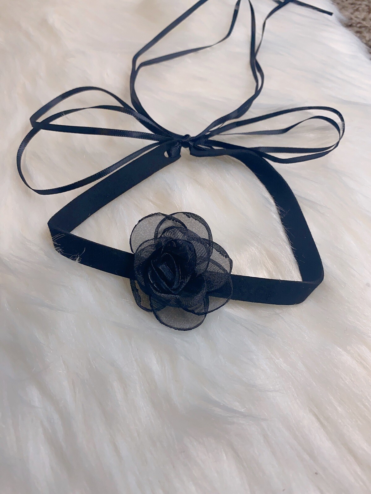 Black Camellia Flower Choker Necklace Velvet Chain Women Jewelry New