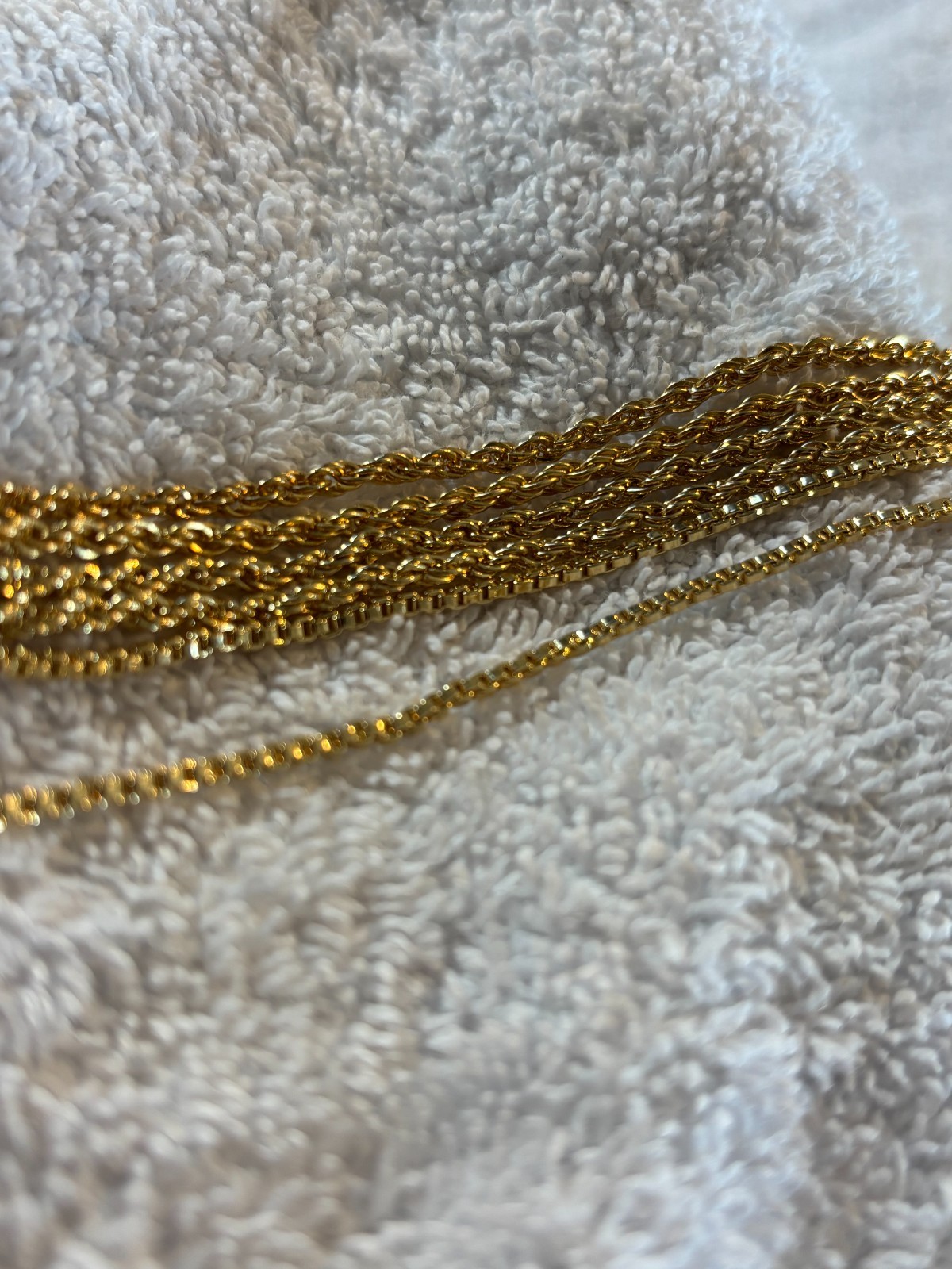3 18K GP Rope Chain Necklace Men’s Women’s Twist Chain 18″ 20″ 24″