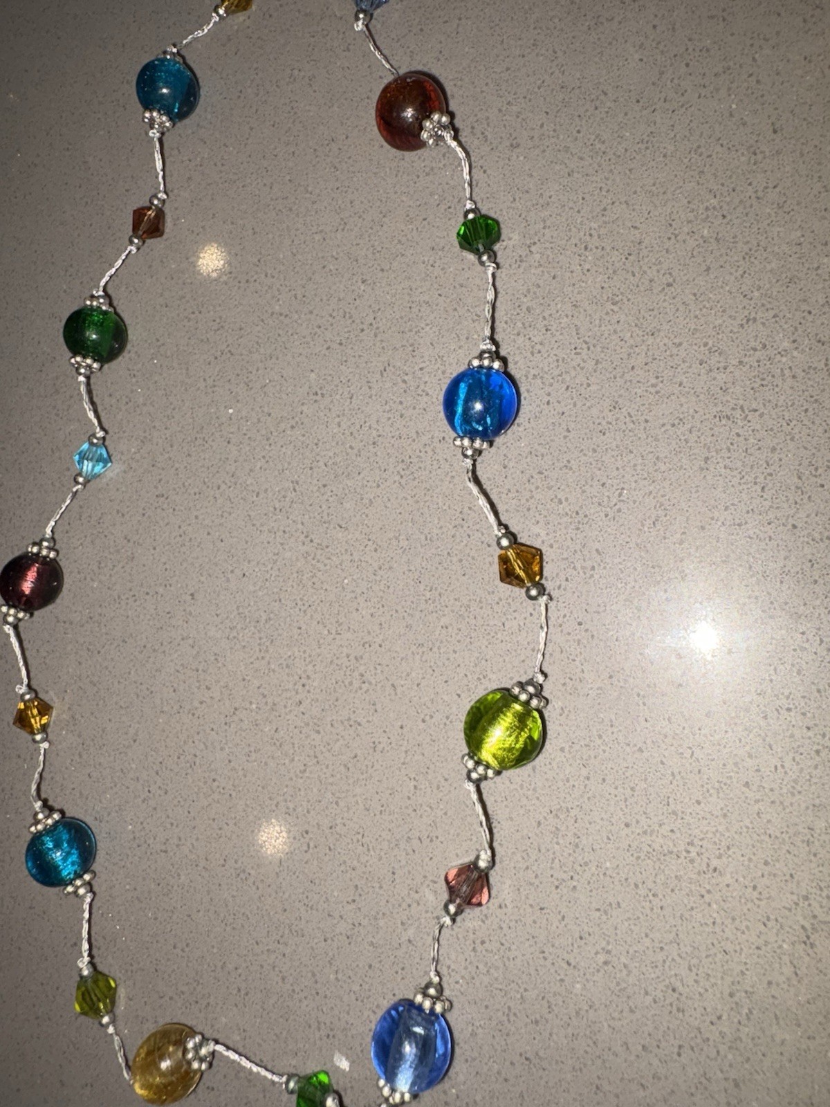 Premier Designs Multicolor Glass & Crystal Beaded Necklace Adjustable