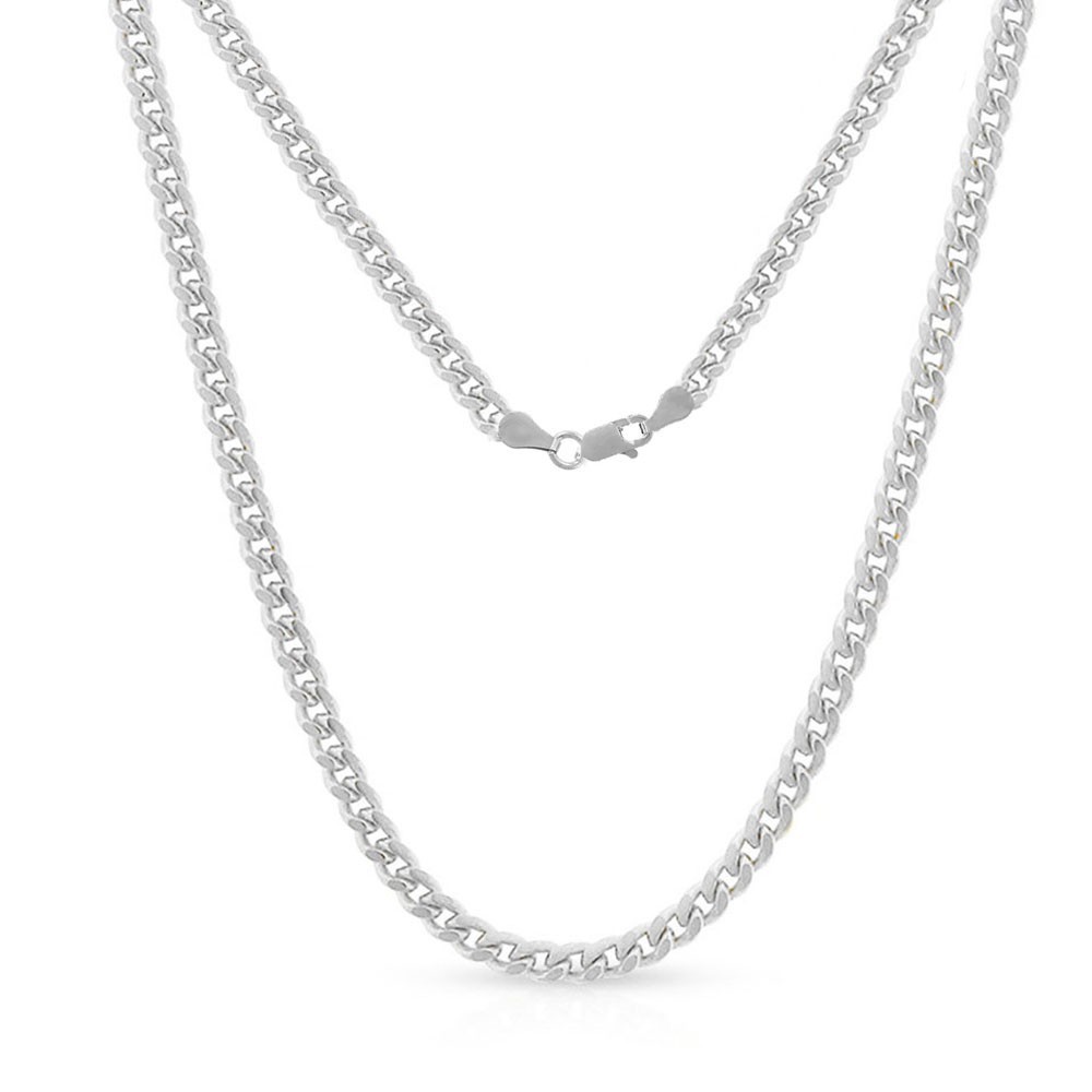 925 Solid Sterling Silver Curb Cuban Men’s Women’s 2MM Chain Necklace 925 Italy